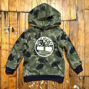 Timberland Hoodie Boys 3T Green Camouflage Fleece Long Sleeve Pullover Outdoor